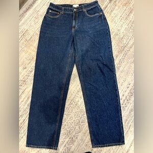 H&M Dark Blue High Waisted Straight Jeans
